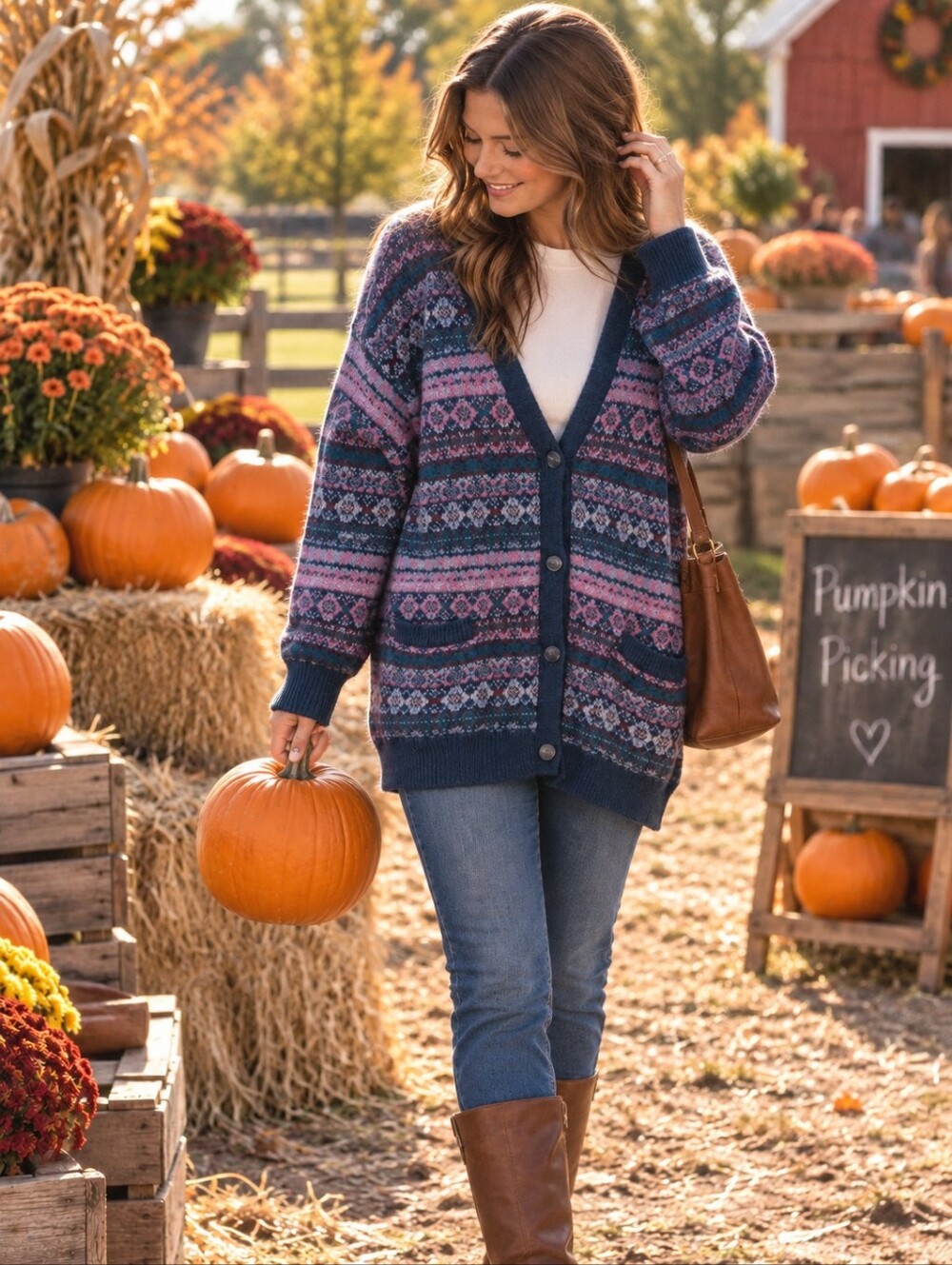 Eddie Bauer Wool Knit Fair Isle Button-Front Cardigan